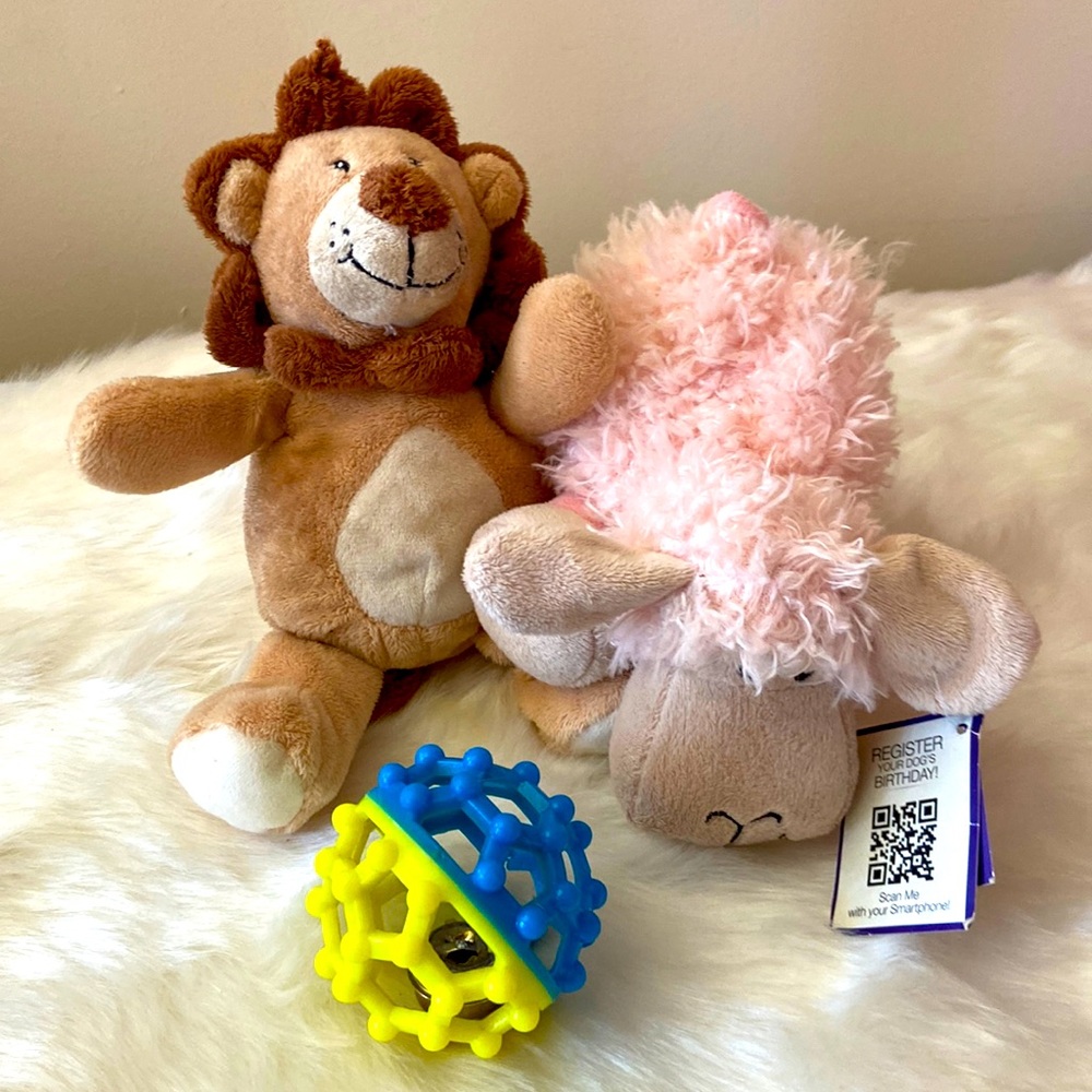 Set of three dog toys